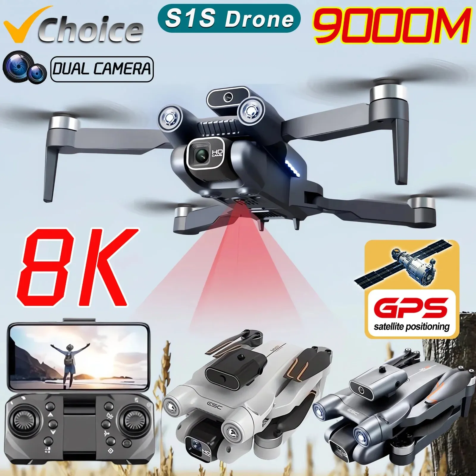 New S1S 5G GPS Drone Camera 8K - Drone Gimbal Brushless のレビューと価格