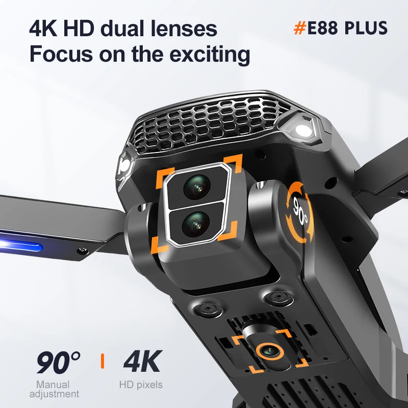 New E88 Plus Quadcopter Drone: - Drone Gimbal Brushless のレビューと価格